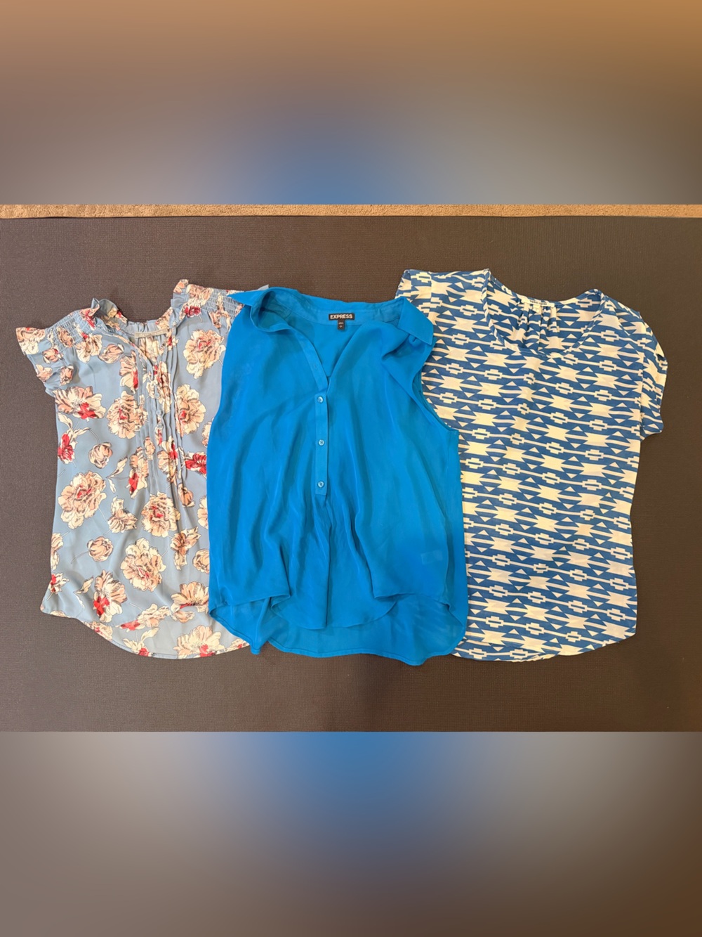 Lot of 3 Blue Tops Daniel Rainn and Express